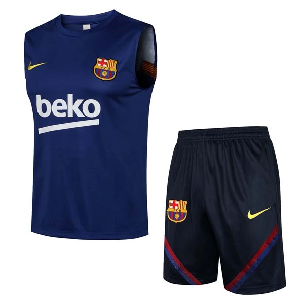 Trikot Barcelona Komplett Set ärmellos 2022 Blau Schwarz